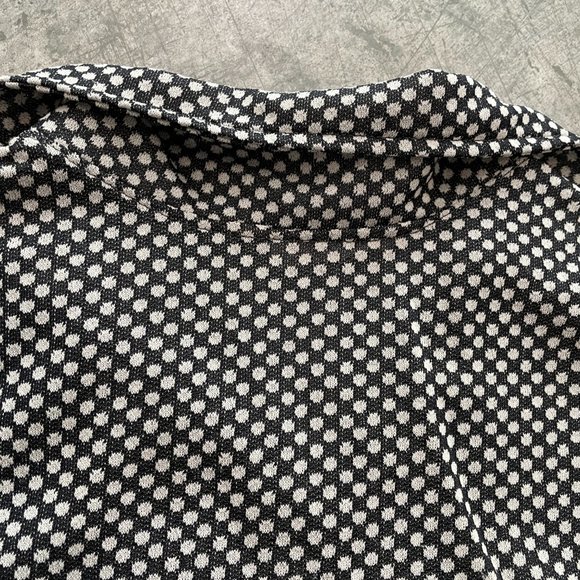Vintage 60s 70s Bradley Black White Polka Dot Retro Button Up Shirt Medium - Picture 7 of 9